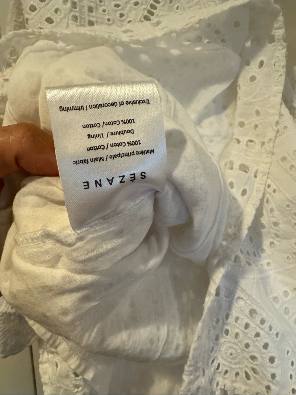 SEZANE ANDREA White v- neck Broderie Anglaise BLOUSE Top size 10 - Picture 8 of 10